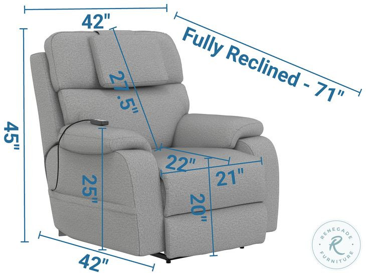 Dreamtime Haze Performance Fabric Zero Gravity Power Recliner with USB Charging