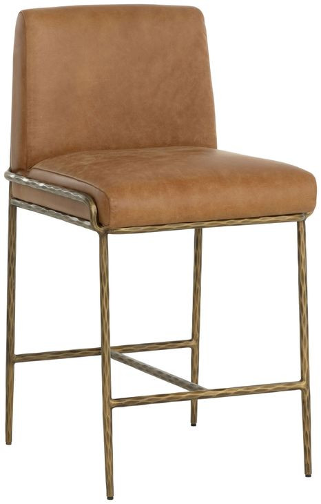 Corvin Tan Leather Upholstered Counter Height Stool
