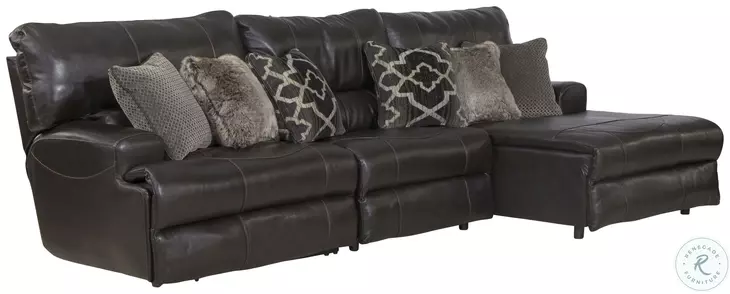Como Chocolate Leather Modular Power Reclining Sectional From Home
