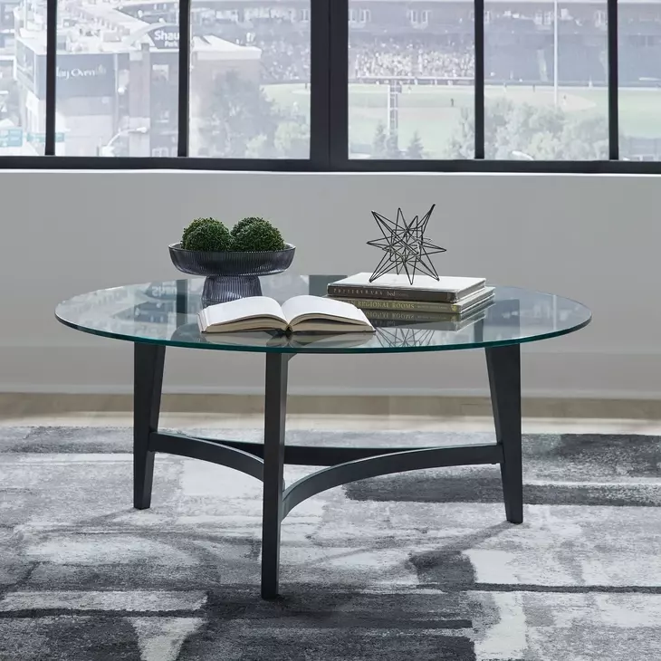 Verano Espresso Round Glass Top Occasional Table Set
