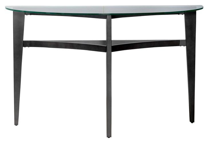 Capri Espresso Demilune Glass Top Sofa Table