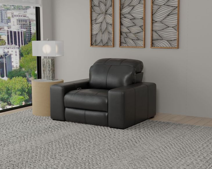 Ferrara Black Leather Zero Gravity Power Recliner with Power Headrest and USB Charging