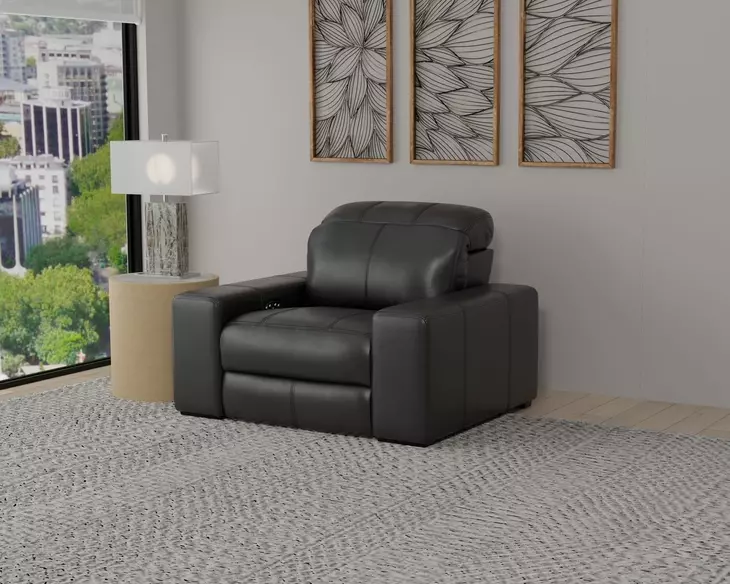Ferrara Black Leather Zero Gravity Power Recliner with Power Headrest and USB Charging