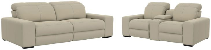 Ferrara Smoke Leather Zero Gravity Power Reclining Living Room Set with Power Headrest and USB Charging