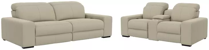 Ferrara Smoke Leather Zero Gravity Power Reclining Living Room Set with Power Headrest and USB Charging