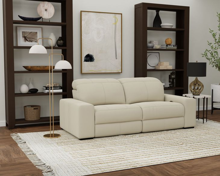 Ferrara Smoke Leather 93" Zero Gravity Power Reclining Sofa with Power Headrest and USB Charging