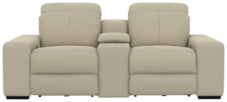 Ferrara Smoke Leather 87" Zero Gravity Power Reclining Console Loveseat with Power Headrest and USB Charging