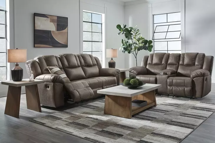 Windsley Driftwood 82" Reclining Loveseat with Console