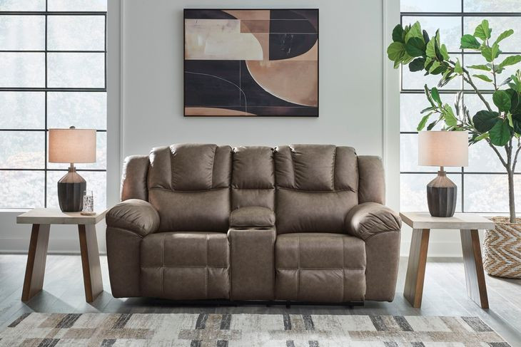 Windsley Driftwood 82" Reclining Loveseat with Console