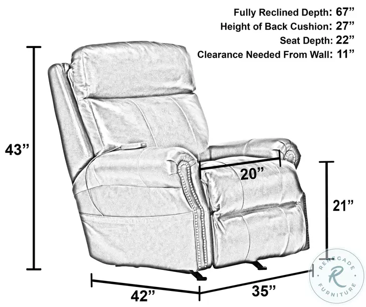 Vito Cocoa Rocker Power Recliner with Power Headrest And Lumbar