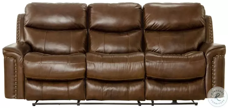 Ceretti Brown Leather Power Reclining 87" Sofa