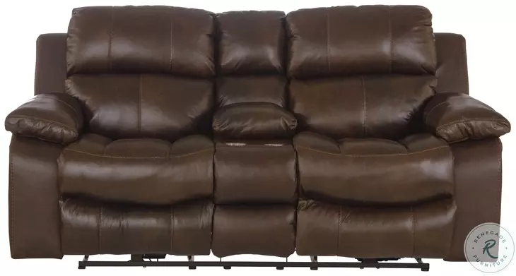 Positano Cocoa Power Reclining Console Loveseat With Storage from