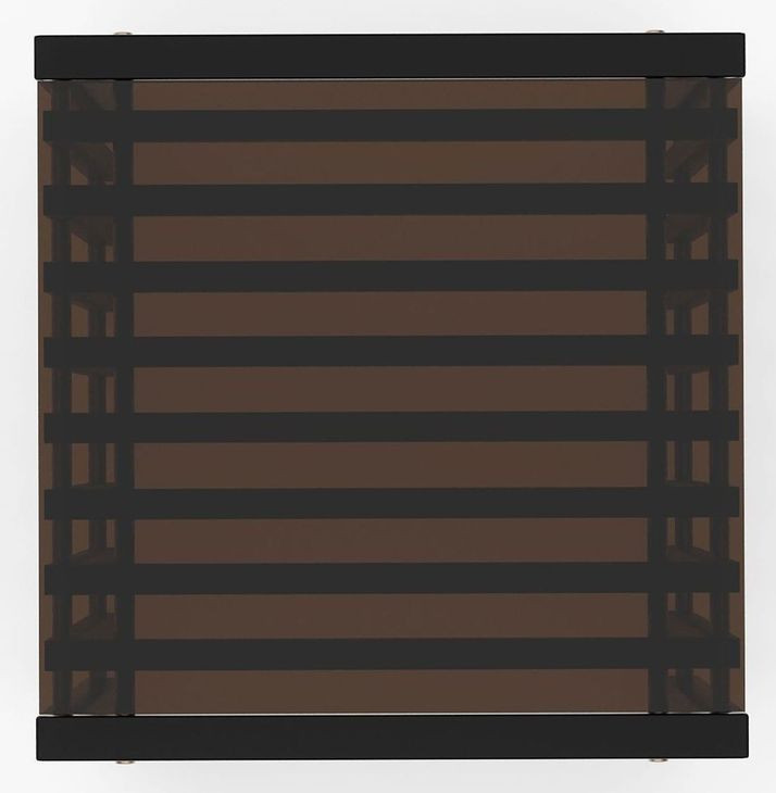 Pinstripe Dark Chocolate and Rich Walnut Square Glass Top End Table