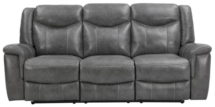 Conrad Gray Reclining Sofa With Drop Down Table