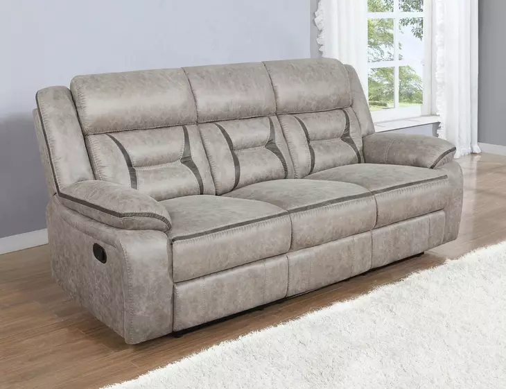Greer Taupe Reclining 87" Sofa
