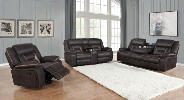Greer Dark Brown Reclining Sofa