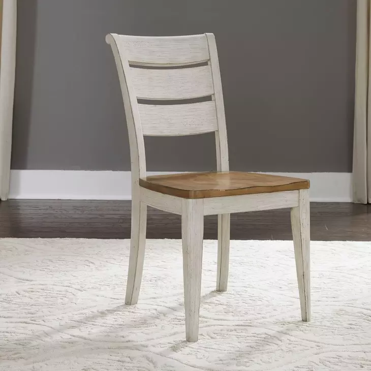 Renewed Farmhouse Antique White and Chestnut 6 Piece Extendable Dining Set