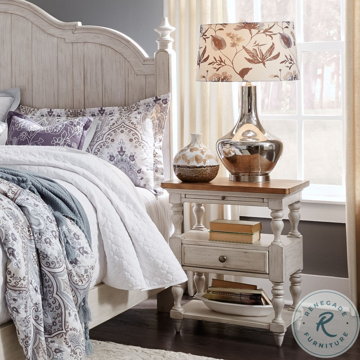 Farmhouse Reimagined Antique White 1 Drawer Nightstand from Liberty