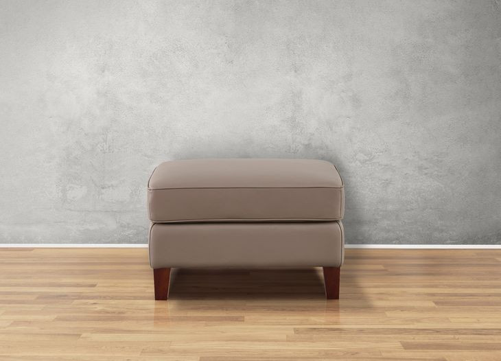 Arden Taupe Leather Upholstered Rectangular Ottoman