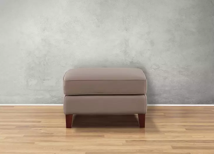 Arden Taupe Leather Upholstered Rectangular Ottoman