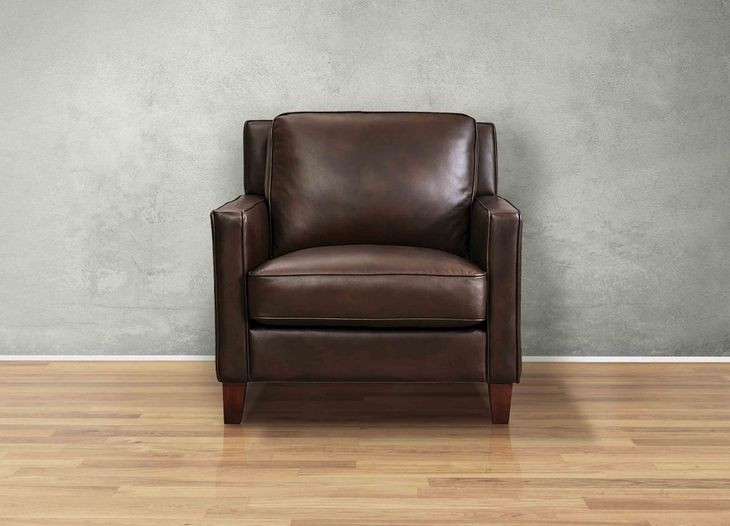Arden Chestnut Leather Upholstered Accent Chair