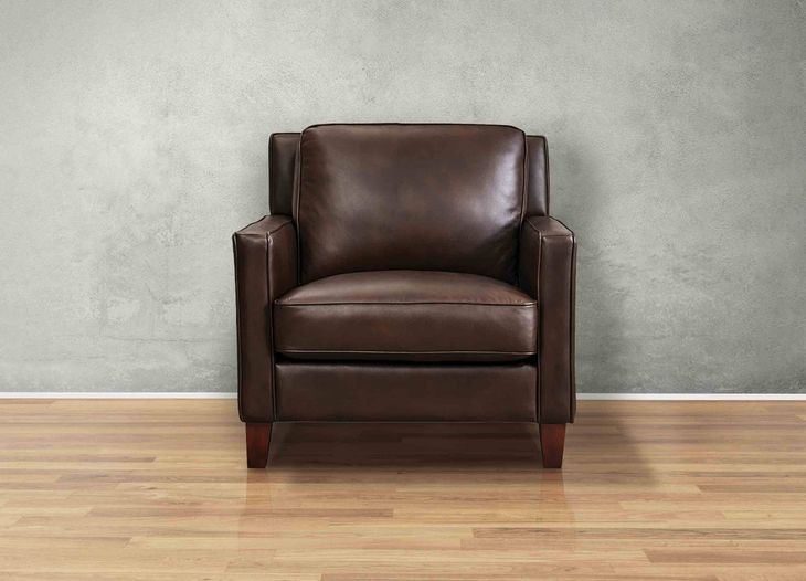 Arden Chestnut Leather Upholstered Accent Chair