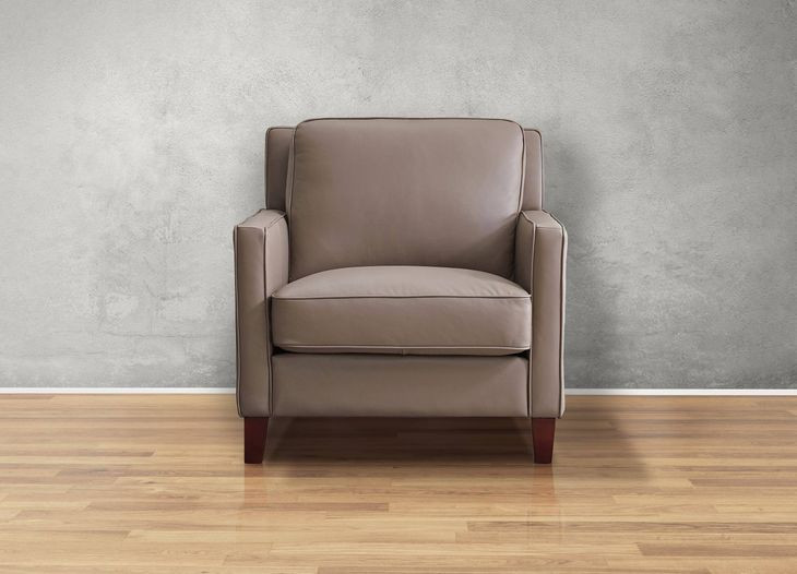 Arden Taupe Leather Upholstered Accent Chair