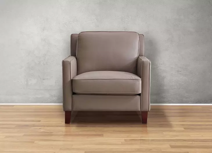 Arden Taupe Leather Upholstered Accent Chair