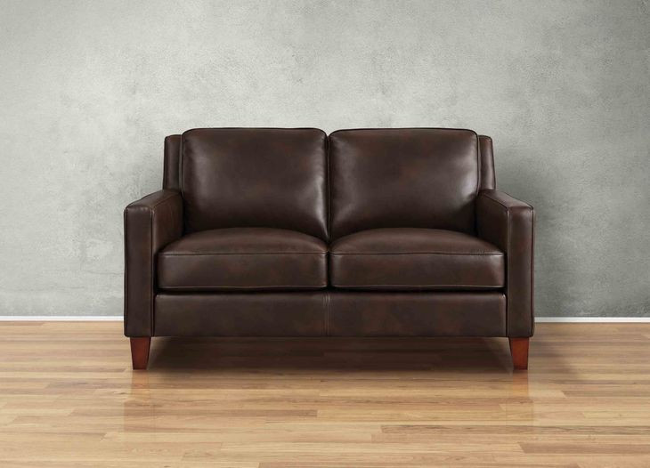Arden Chestnut Leather 60" Loveseat