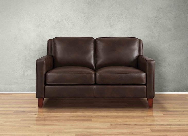 Arden Chestnut Leather 60" Loveseat