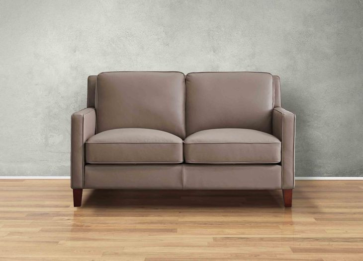 Arden Taupe Leather 60" Loveseat
