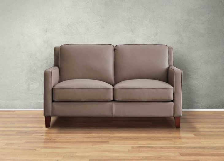 Arden Taupe Leather 60" Loveseat