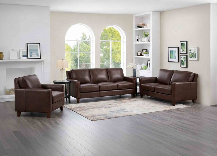 Arden Chestnut Leather Living Room Set