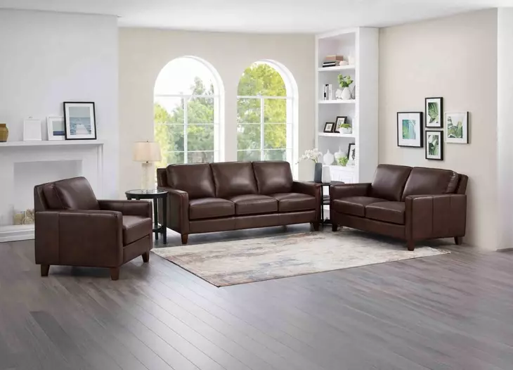 Arden Chestnut Leather Living Room Set