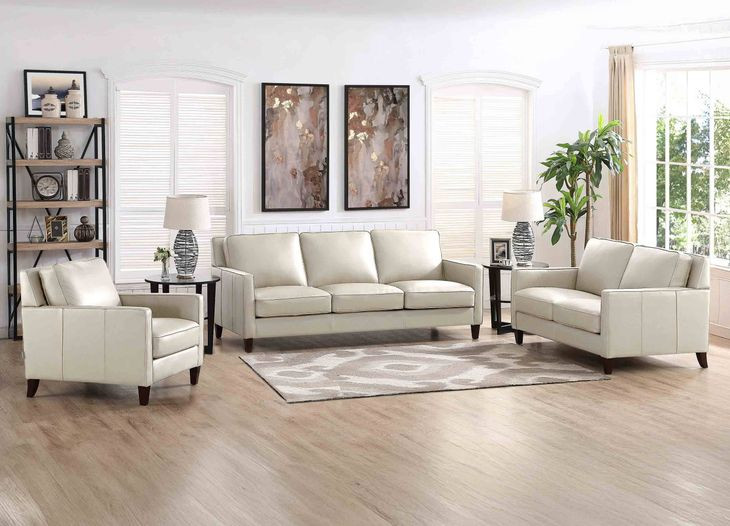 Arden Vanilla Leather Living Room Set