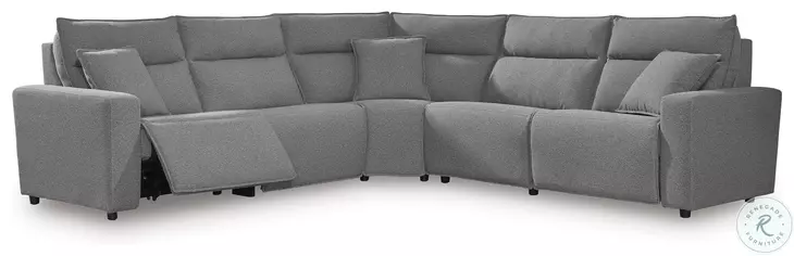 Modmax Salt And Pepper Performance Fabric 5 Piece Power Reclining Sectional