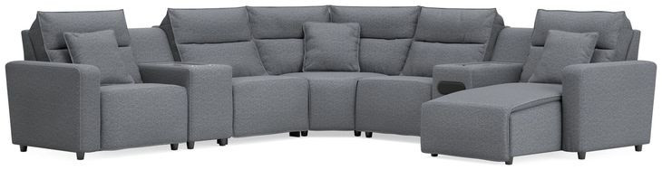 ModMax II Salt and Pepper Performance Fabric 7 Piece Modular Power Reclining Sectional with USB Charging