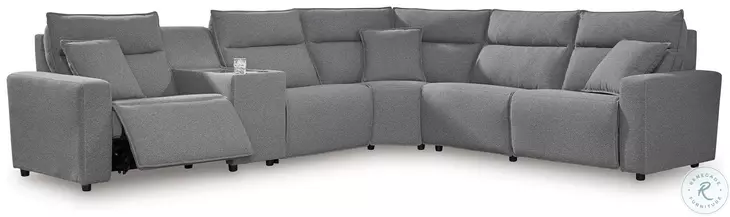 Modmax Salt And Pepper Performance Fabric 6 Piece Reclining Sectional with Console