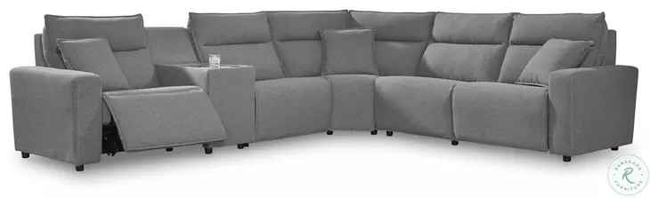 Modmax Salt And Pepper Performance Fabric 6 Piece Power Reclining Sectional