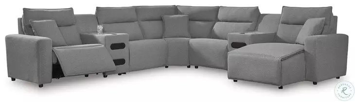 Modmax Salt And Pepper Performance Fabric 7 Piece Power Reclining Sectional with RAF Chaise