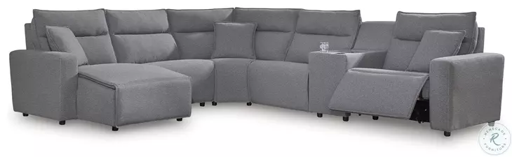 Modmax Salt And Pepper Performance Fabric 6 Piece Power Reclining Sectional with LAF Chaise