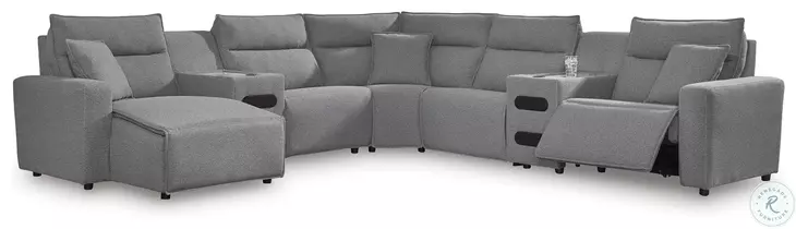 Modmax Salt And Pepper Performance Fabric 7 Piece Power Reclining Sectional with LAF Chaise
