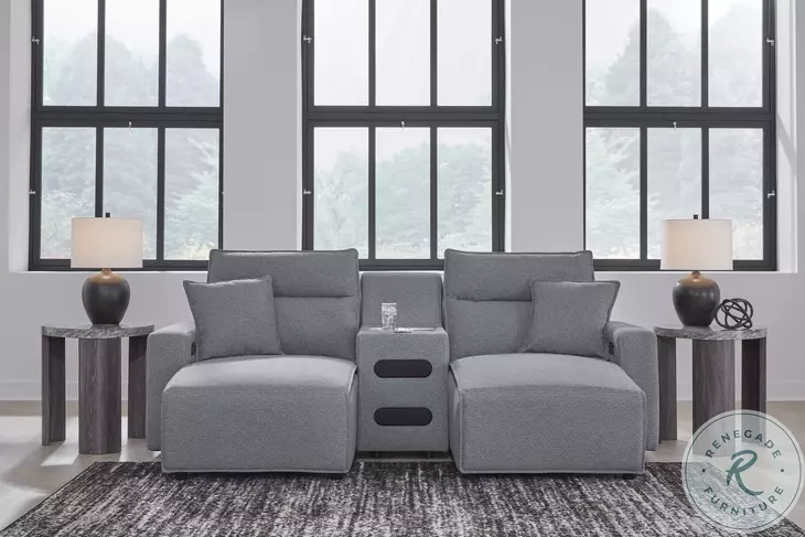 Modmax Salt And Pepper Performance Fabric 3 Piece Power Reclining Sectional with Chaise