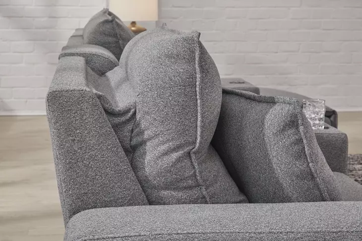 ModMax II Salt and Pepper Performance Fabric 7 Piece Modular Power Reclining Sectional with RAF Chaise & USB Charging