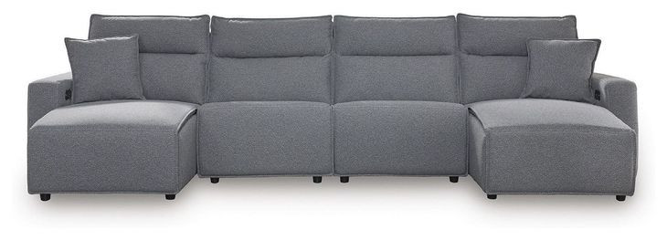 Modmax Salt And Pepper Performance Fabric 4 Piece Power Reclining Sectional with Chaise