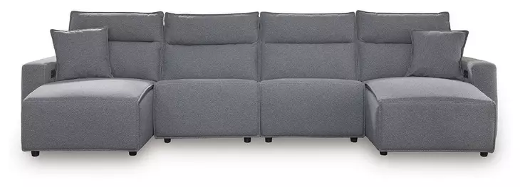 Modmax Salt And Pepper Performance Fabric 4 Piece Power Reclining Sectional with Chaise