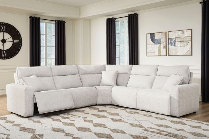 Modmax II Stone Performance Fabric 5 Piece Modular Power Reclining Sectional with USB Charging