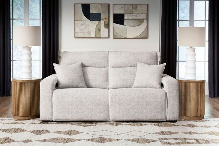 Modmax II Stone Performance Fabric 2 Piece Modular Power Reclining Sectional Loveseat with USB Charging