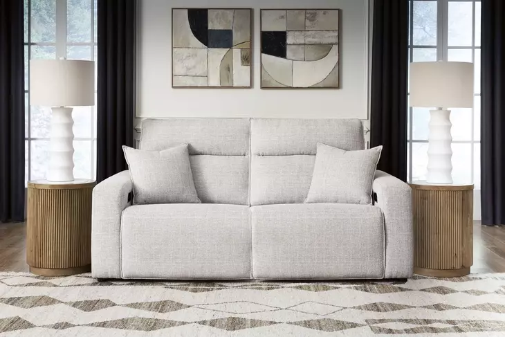 Modmax II Stone Performance Fabric 2 Piece Modular Power Reclining Sectional Loveseat with USB Charging