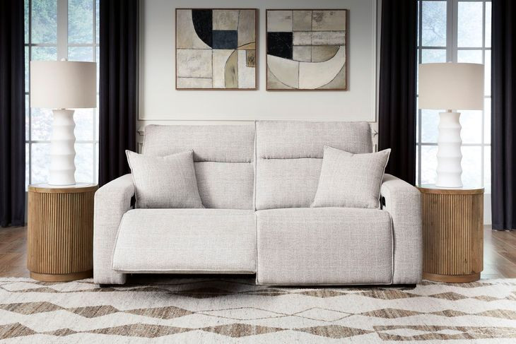 Modmax II Stone Performance Fabric 2 Piece Modular Power Reclining Sectional Loveseat with USB Charging